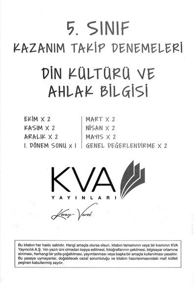 DİN KÜLTÜRÜ VE AHLAK BİLGİSİ KAZANIM TAKİP DENEMELERİ Fotokopinci -