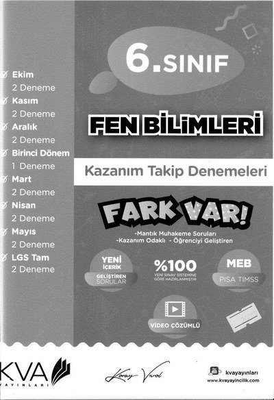 FEN BİLİMLERİ KAZANIM TAKİP DENEMELERİ FARK VAR Fotokopinci -