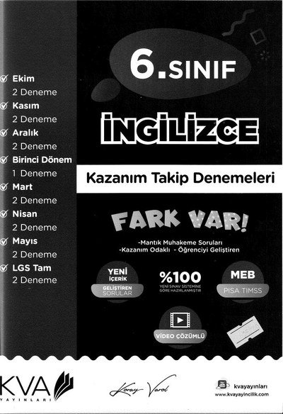 İNGİLİZCE KAZANIM TAKİP DENEMELERİ FARK VAR Fotokopinci -