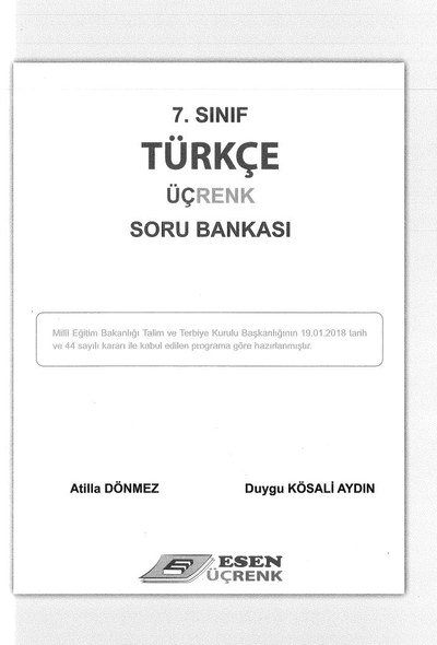 TÜRKÇE ÜÇRENK SORU BANKASI Fotokopinci -