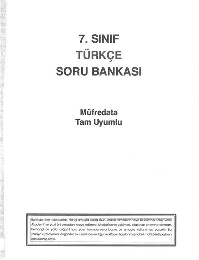 TÜRKÇE SORU BANKASI MÜFREDATA TAM UYUMLU Fotokopinci -