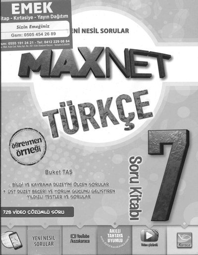 MAXNET TÜRKÇE SORU KİTABI Fotokopinci -