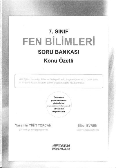 FEN BİLİMLERİ SORU BANKASI KONU ÖZETLİ Fotokopinci -