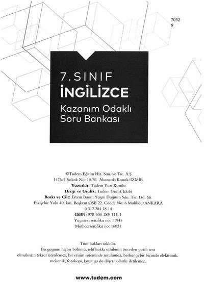 İNGİLİZCE KAZANIM ODAKLI SORU BANKASI Fotokopinci -