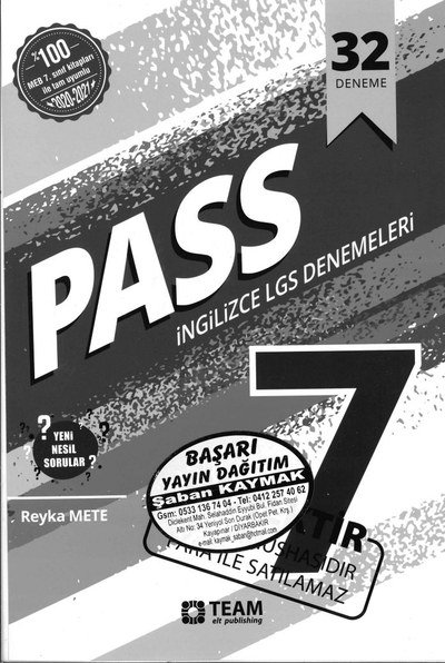 PASS İNGİLİZCE LGS DENEMELERİ Fotokopinci -