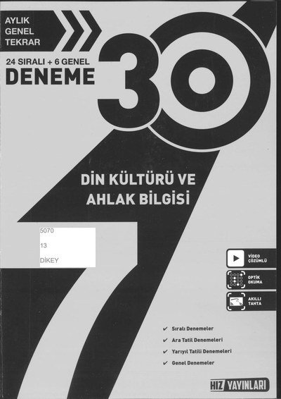 30 DENEME DİN KÜLTÜRÜ VE AHLAK BİLGİSİ Fotokopinci -