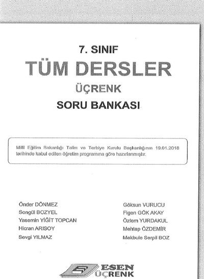TÜM DERSLER ÜÇRENK SORU BANKASI Fotokopinci -