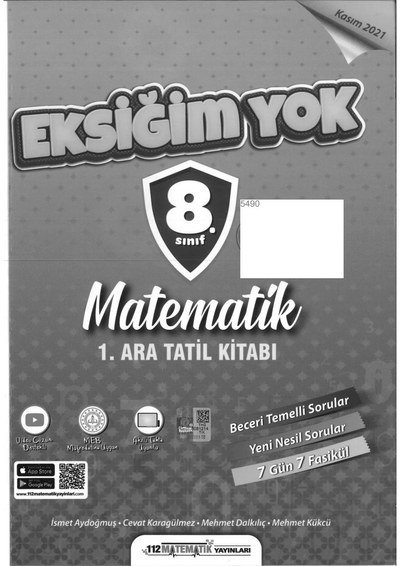 EKSİĞİM YOK MATEMATİK 1. ARA TATİL KİTABI Fotokopinci -