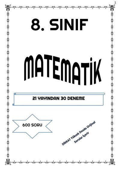 MATEMATİK 21 YAYINDAN 30 DENEME 600 SORU