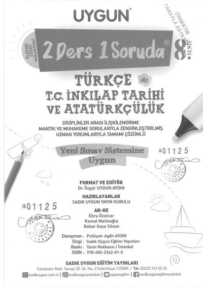 2 DERS 1 SORUDA TÜRKÇE VE T.C. İNKILAP TARİHİ VE ATATÜRKÇÜLÜK Fotokopinci -