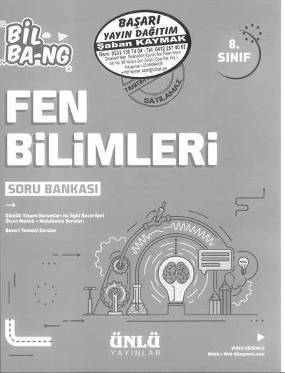 FEN BİLİMLERİ SORU BANKASI BİL BA-NG Fotokopinci -