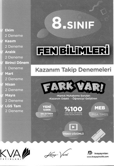 FEN BİLİMLERİ KAZANIM TAKİP DENEMELERİ FARK VAR Fotokopinci -
