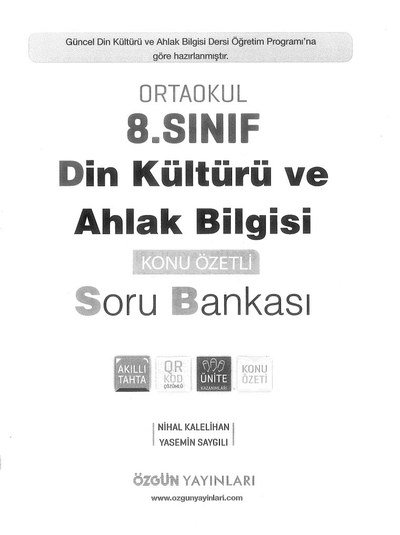 DİN KÜLTÜRÜ VE AHLAK BİLGİSİ KONU ÖZETLİ SORU BANKASI Fotokopinci -