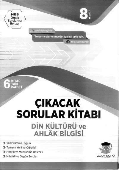 ÇIKACAK SORULAR KİTABI DİN KÜLTÜRÜ VE AHLAK BİLGİSİ