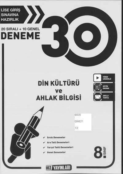30 DENEME DİN KÜLTÜRÜ VE AHLAK BİLGİSİ
