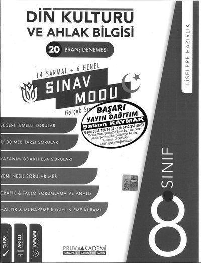 DİN KÜLTÜRÜ VE AHLAK BİLGİSİ 20 BRANŞ DENEMESİ Fotokopinci -