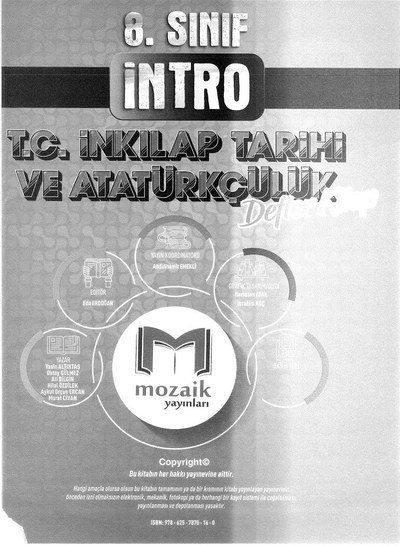 İNTRO T.C. İNKILAP TARİHİ VE ATATÜRKÇÜLÜK DEFTER KİTAP Fotokopinci -