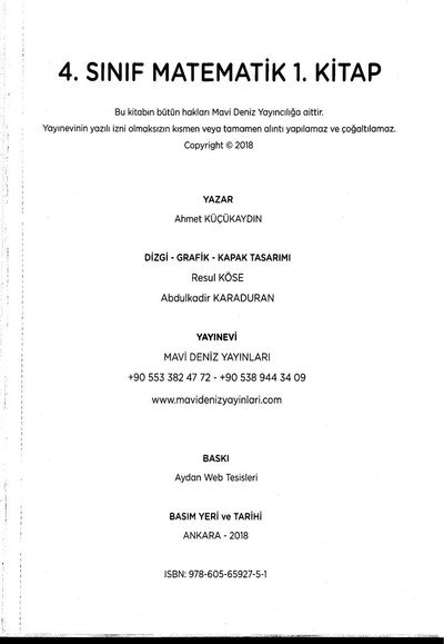 MATEMATİK 1. KİTAP Fotokopinci -