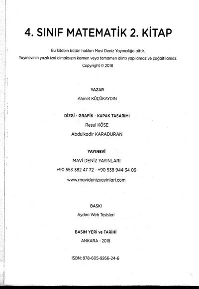 MATEMATİK 2. KİTAP Fotokopinci -