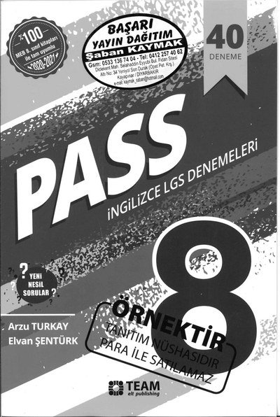 PASS İNGİLİZCE LGS DENEMELERİ 40 DENEME