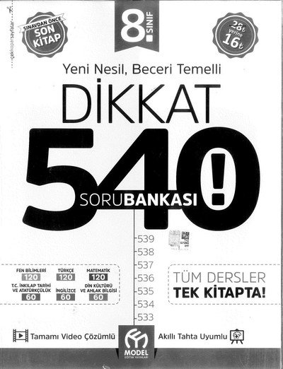 YENİ NESİL BECERİ TEMELLİ DİKKAT 540 SORU BANKASI Fotokopinci -