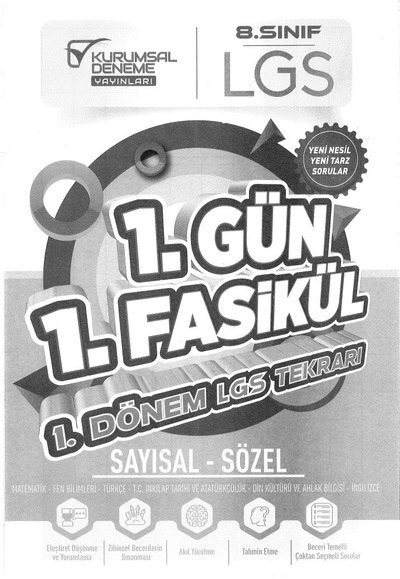 1. GÜN 1. FASİKÜL 1.DÖNEM LGS TEKRARI SAYISAL - SÖZEL Fotokopinci -