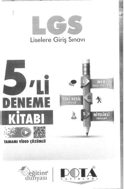 LGS 5'Lİ DENEME KİTABI TAMAMI VİDEO ÇÖZÜMLÜ Fotokopinci -