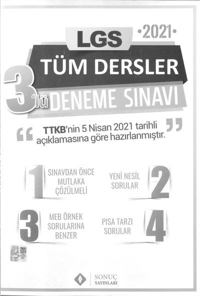 LGS TÜM DERSLER 3'LÜ DENEME SINAVI Fotokopinci -