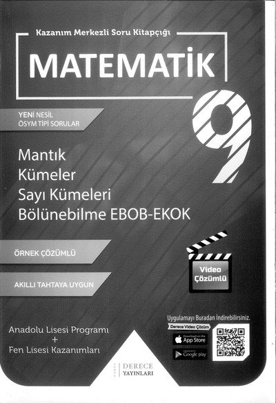 MATEMATİ K SORU KİTAPÇIĞI MANTIK KÜMELER SAYI KÜMELERİ BÖLÜNEBİLME EBOB-EKOK Fotokopinci -