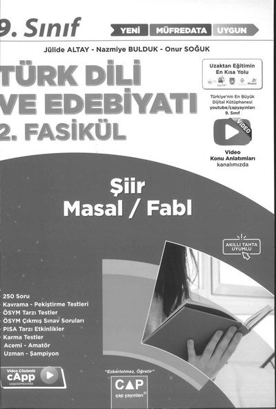 TÜRK DİLİ VE EDEBİYATI 2. FASİKÜL ŞİİR MASAL/FABL Fotokopinci -