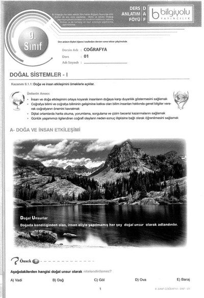 DERS ANLATIM FÖYÜ COĞRAFYA KONU ANLATIM