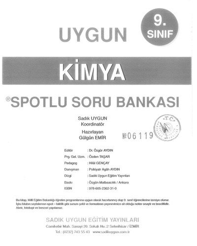 KİMYA SPOTLU SORU BANKASI Fotokopinci -