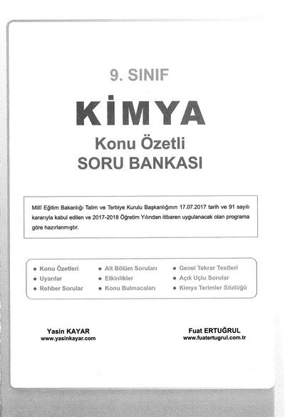 KİMYA KONU ÖZETLİ SORU BANKASI Fotokopinci -