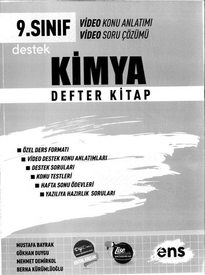 KİMYA DEFTER KİTAP KONU ANLATIMI SORU ÇÖZÜMÜ Fotokopinci -