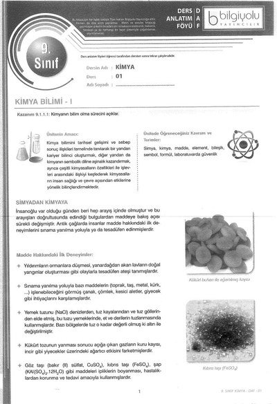 DERS ANLATIM FÖYÜ KİMYA Fotokopinci -