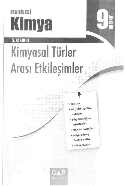 FEN LİSESİ KİMYA 3. FASİKÜL KİMYASAL TÜRLER ARASI ETKİLEŞİMLER Fotokopinci -