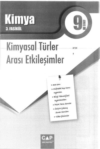 KİMYA 3. FASİKÜL KİMYASAL TÜRLER ARASI ETKİLEŞİMLER Fotokopinci -