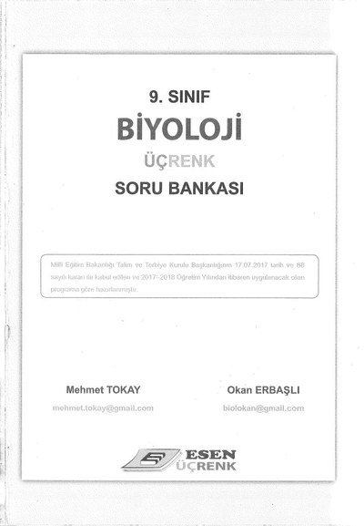 BİYOLOJİ ÜÇRENK SORU BANKASI Fotokopinci -