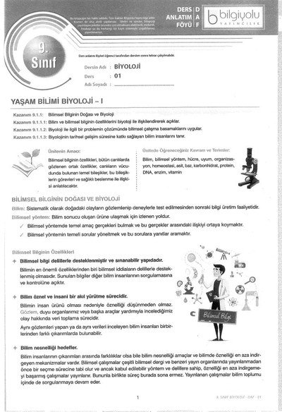 DERS ANLATIM FÖYÜ BİYOLOJİ Fotokopinci -