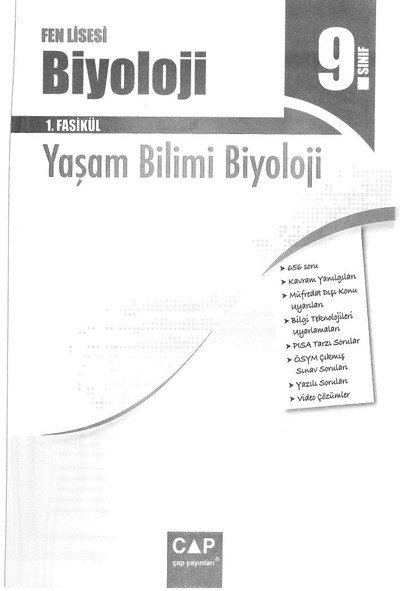 BİYOLOJİ 1. FASİKÜL YAŞAM BİLİMİ BİYOLOJİ