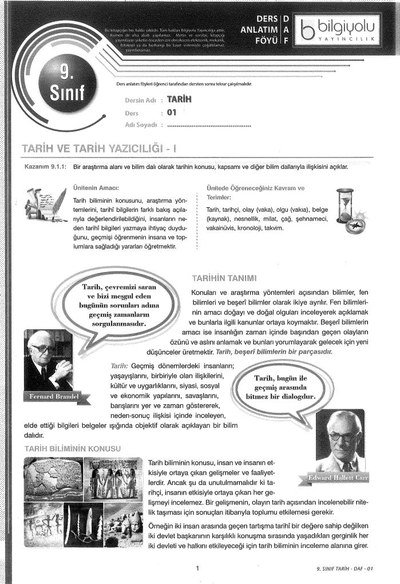 DERS ANLATIM FÖYÜ TARİH Fotokopinci -