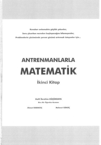 ANTRENMANLARLA MATEMATİK İKİNCİ KİTAP Fotokopinci -
