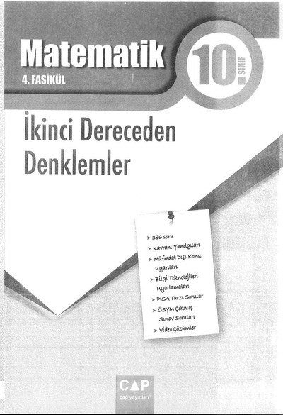 MATEMATİK 4. FASİKÜL İKİNCİ DERECEDEN DENKLEMLER Fotokopinci -