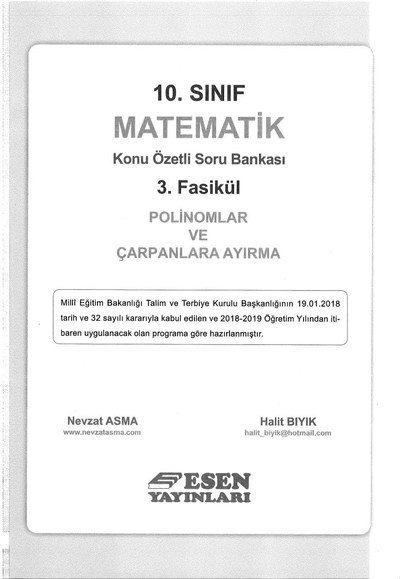 MATEMATİK KONU ÖZETLİ SORU BANKASI 3. FASİKÜL POLİNOMLAR VE ÇARPANLARA AYIRMA