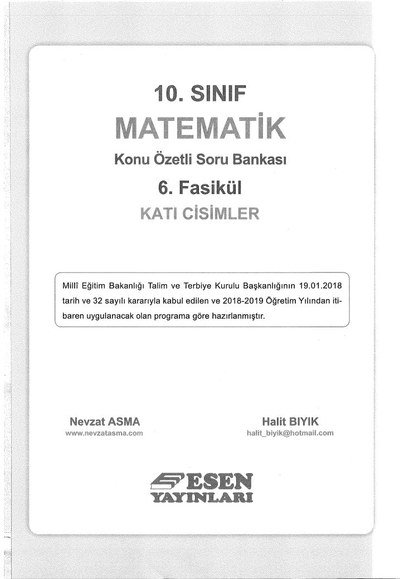 MATEMATİK KONU ÖZETLİ SORU BANKASI 6. FASİKÜL KATI CİSİMLER Fotokopinci -