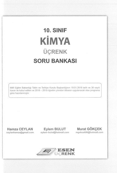 KİMYA ÜÇRENK SORU BANKASI