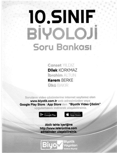 BİYOLOJİ SORU BANKASI Fotokopinci -