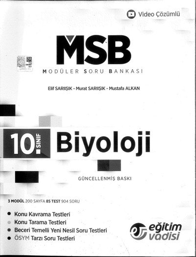 MODÜLER SORU BANKASI BİYOLOJİ GÜNCELLENMİŞ BASKI Fotokopinci -