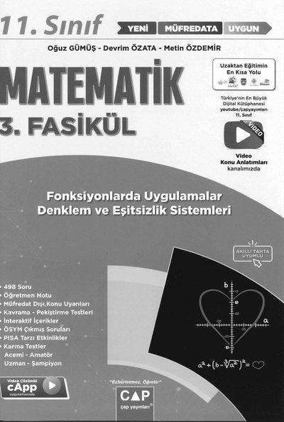 MATEMATİK 3. FASİKÜL FONKSİYONLARDA UYGULAMALAR DENKLEM VE EŞİTSİZLİK SİSTEMLERİ Fotokopinci -