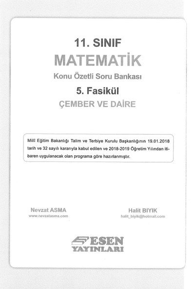MATEMATİK KONU ÖZETLİ SORU BANKASI 5. FASİKÜL ÇEMBER VE DAİRE Fotokopinci -